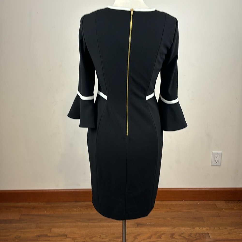 Calvin Klein Black Midi Dress with White Accents - Picture 4 of 6